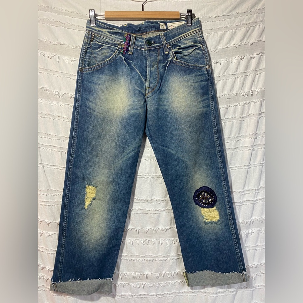 We Are Replay Embellished Distressed Denim Jeans